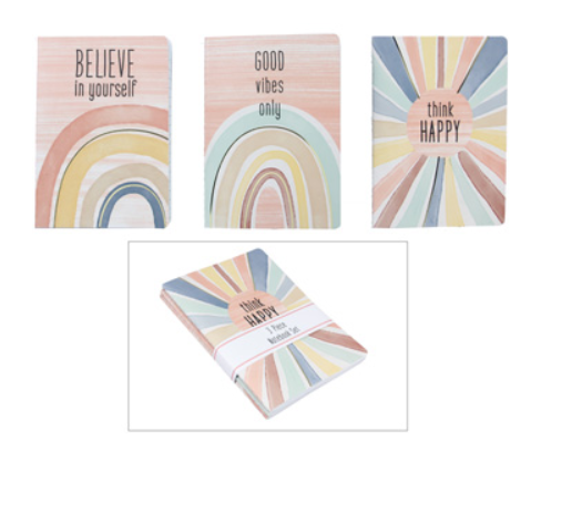 3-Notebook Set (Think Happy, Good Vibes Only, and Believe in Yourself)